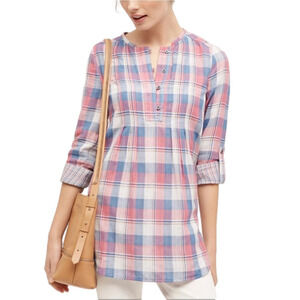 ANTHROPOLOGIE Plaid Gauze Tunic